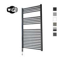 Elektrische Radiator Sanicare HWV Met Wifi 111,8x60 cm Mat Zwart 730W Met Thermostaat Chroom Linksonder Sanicare