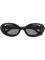 Marni Eyewear lunettes de soleil ovales ornées de cristaux - Noir