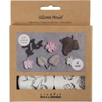 Creativ Company Siliconen vormen, bladeren en bloemen, h: 0,5 cm, l: 1,8-4,5 cm, 4 stuk/ 1 stuk