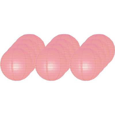 12x Luxe bol lampionnen roze 25 cm