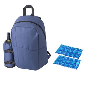 Grote koeltas rugtas/rugzak blauw met 2 stuks flexibele koelelementen 18 liter