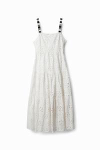 Maxi-jurk met broderie anglaise - WHITE - XS