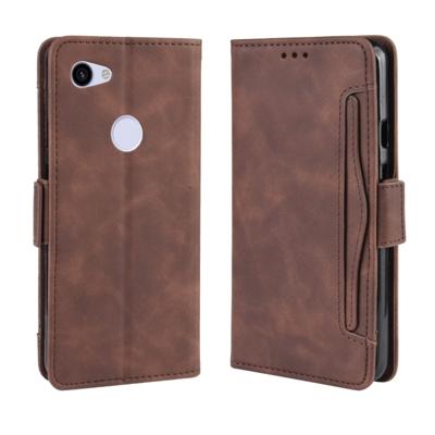 Portemonnee stijl huid voelen kalf patroon lederen draagtas voor Google pixel 3a XL met aparte kaartsleuf (bruin)