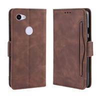Portemonnee stijl huid voelen kalf patroon lederen draagtas voor Google pixel 3a XL met aparte kaartsleuf (bruin)