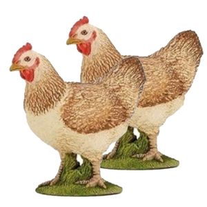 Set van 2x stuks plastic speelfiguur boerderijdier kip 5,5 cm