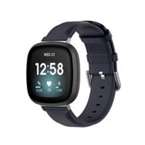 Fitbit Versa 3/4 & Sense 1/2 leren bandje - Donkerblauw