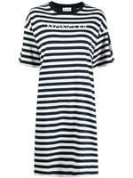 Moncler striped logo-print dress - Bleu