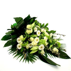Rouwboeket wit groen