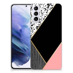 Samsung Galaxy S21 Plus TPU Hoesje Zwart Roze Vormen