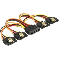 DeLOCK sata 15 pin power > sata 15 pin power 4x kabel (zwart/rood, 0,15 meter)