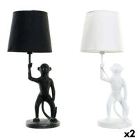 Bureaulamp DKD Home Decor Wit Zwart Polyester Metaal Hars 25W 220 V Aap (2 pcs) (20 x 20 x 45 cm)