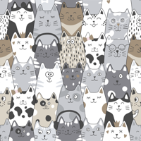 Slaapkamer behang katten cartoon