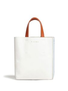 Marni sac cabas en cuir à empiècements contrastants - Blanc