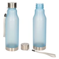 Waterfles/drinkfles/sportfles - 2x - lichtblauw - kunststof/rvs - 600 ml - Drinkflessen - thumbnail