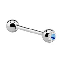 Barbell met Crystaline-balletje Chirurgisch Staal 316L Barbells - thumbnail