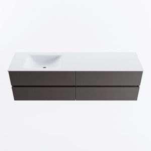 MONDIAZ VICA 170cm badmeubel onderkast Dark Grey 4 lades. Wastafel CLOUD links 1 kraangat, kleur Talc.