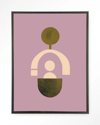 Urban Cotton Wandkleed 'Forma 2 Lilac' 110 x 145cm in Floating Frame - black