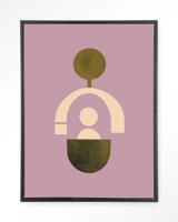 Urban Cotton Wandkleed 'Forma 2 Lilac' 110 x 145cm in Floating Frame - black
