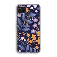 Flowers with blue leaves: Google Pixel 4a Transparant Hoesje