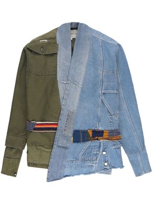Greg Lauren veste à design asymétrique - Bleu