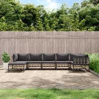 7-delige Loungeset met kussens poly rattan antracietkleurig