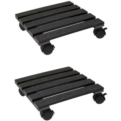 Plantentrolley - 2x - donker grijs - hout - 29 x 29 cm - 100 kilo