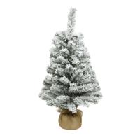 Everlands kunst kerstboom - H60 cm - met sneeuw - kunstboom - jute zak - Imperial