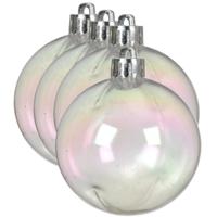 Decoris kerstballen - 4x stuks - 10 cm - transparant parelmoer - kunststof