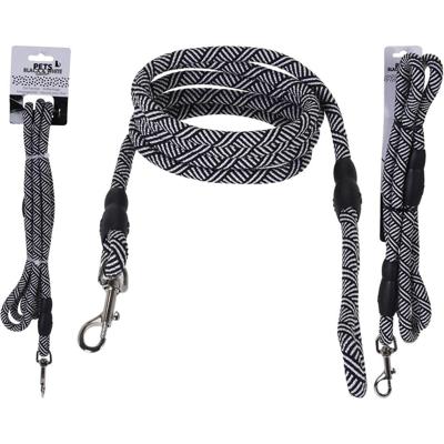 Basic Pets black and white collection hondenriem 130cm zwart/wit
