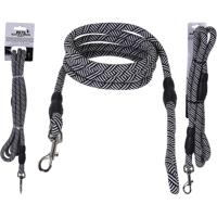 Basic Pets black and white collection hondenriem 130cm zwart/wit Basic Pets black and white collection hondenriem 130cm zwart/wit