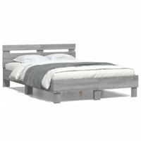 Bedframe met hoofdeinde grijs sonoma eiken 135x190 cm