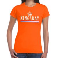 Kingsday met Hollandse vlag t-shirt oranje dames 2XL  -