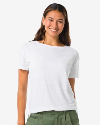 051 Dames T-shirt Evie Met Linnen Wit (wit)
