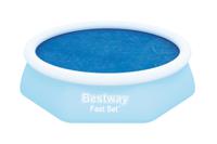 Bestway Fast Set Zwembadafdekking met Zonne-Energie voor Ronde Bovengrondse Zwembaden met Opblaasbare Ringen 2,44 m