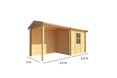 Blokhut met overkapping Fenna 500 cm bij 200 cm diep Zadeldak - Warentuin collection