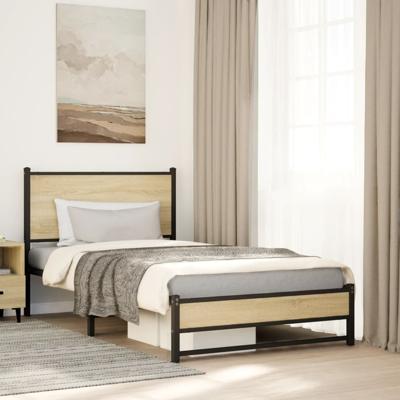 Bedframe zonder matras metaal sonoma eikenkleurig 107x203 cm