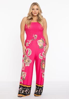 Yoek Jumpsuit smocked strapless ZARIA | Roze | Maat 58/60
