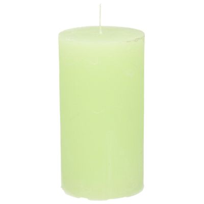 Stompkaars/cilinderkaars - lime groen - 7 x 13 cm - rustiek model