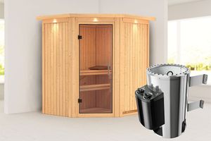 Karibu | Tonja Sauna | Helderglas Deur | Kachel 3,6 kW Geïntegreerde Bediening