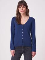 Basic fijngebreid vest met V-hals van biologisch cashmere