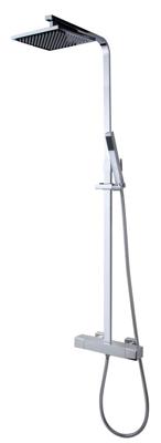 Wiesbaden Rombo douche-opbouwset + thermostaatkraan chroom