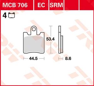 TRW Remblokken, en remschoenen voor de moto, MCB706 Allround organisch