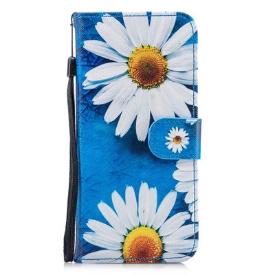 Hemels blauw met chrysanten Galaxy S8 PLUS portemonnee hoes