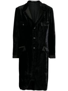 Yohji Yamamoto manteau en velours à simple boutonnage - Noir