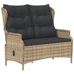 vidaXL Tuinbank 2-zits met kussens poly rattan bruin