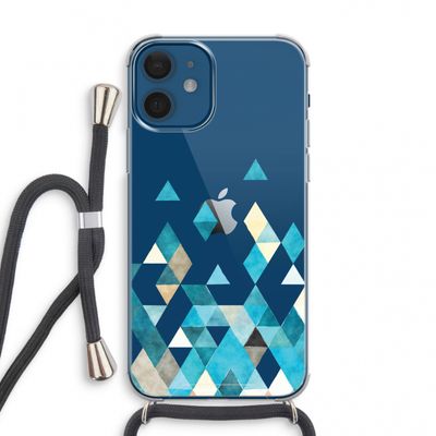 Gekleurde driehoekjes blauw: iPhone 12 mini Transparant Hoesje met koord