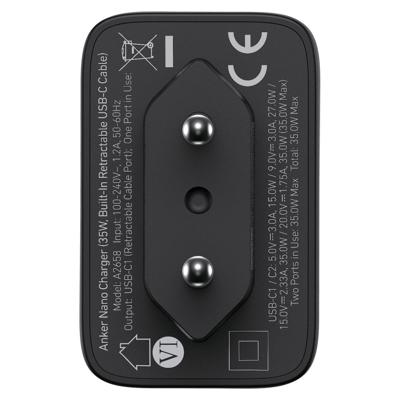 Anker Nano wired charger (35W) 1C with 1 retractable cable Oplader Anker Nano wired charger (35W) 1C with 1 retractable cable Oplader