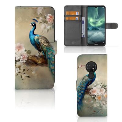 Telefoonhoesje | Met pasjeshouder | voor Nokia 7.2 | Nokia 6.2 Vintage Pauwen