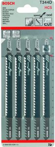 Bosch Accessoires 5x Speed voor hout decoupeerzaagblad T344D - 2608633A34