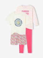 Set van 2 pyjama's Basics meisje Flower power fuchsia